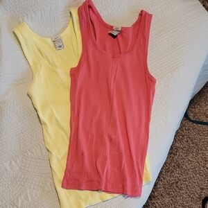 EUC Old Navy Salmon Pink and Pale Yellow Tank Tops